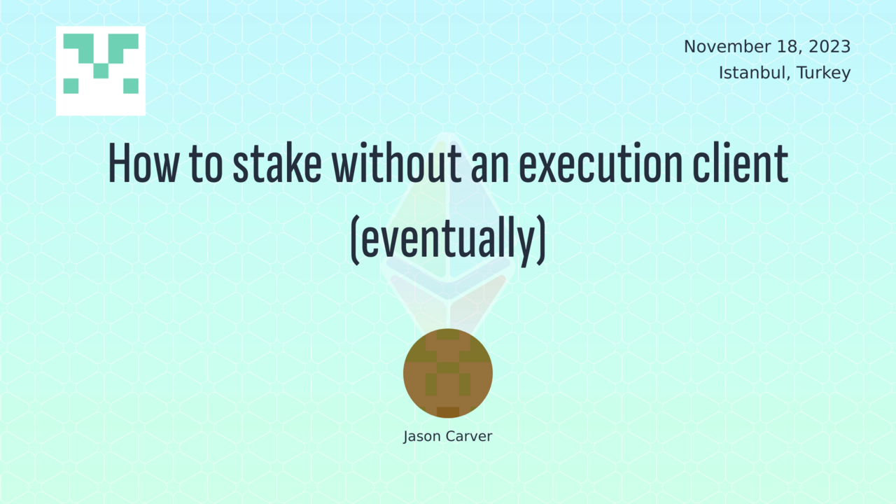 How to stake without an execution client (eventually)